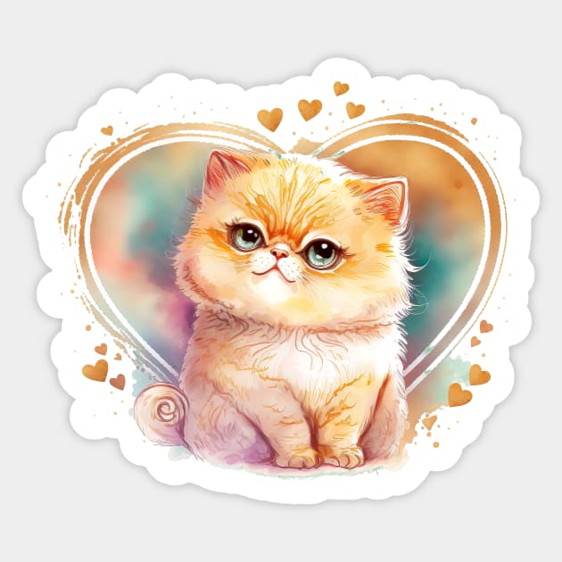 Bundle of love. This persian kitty cat is a purr-fect valentines gift for your loved one Sticker by UmagineArts